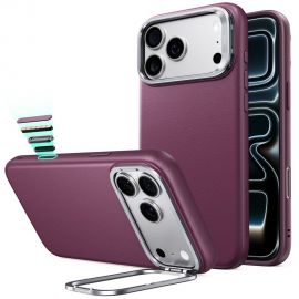 Burgundy dėklas Apple Iphone 17 Pro / 18 Pro "ESR LEATHER KICKSTAND MAGSAFE"