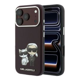 Burgundy dėklas Karl Lagerfeld PU Semi Wrap Smooth Sketch Bodies Magsafe telefonui Apple Iphone 18 Pro