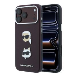 Burgundy dėklas Karl Lagerfeld PU Semi Wrap Saffiano K&CH Heads telefonui Apple Iphone 18 Pro Max