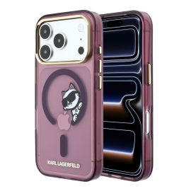 Burgundy originalus dėklas Karl Lagerfeld IML Choupette Peekaboo MagSafe telefonui Apple iPhone 18 Pro