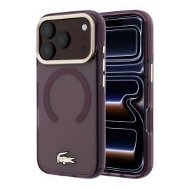 Burgundy dėklas Apple Iphone 18 Pro Max "Lacoste PC/TPU Frosted Finish Gold Logo MagSafe"
