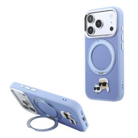 Mėlynas dėklas telefonui Apple iPhone 18 Pro "Karl Lagerfeld PU Grained K&CH Heads Ring Stand Magsafe