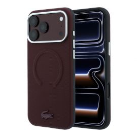 Burgundy dėklas Lacoste PVC Petit Pique Semi Wrap Embossed MagSafe telefonui Apple iPhone 18 Pro
