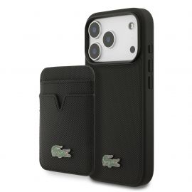 Juodas dėklas Lacoste Iconic Petit Pique MagSafe + piniginė telefonui Apple iPhone 18 Pro
