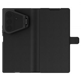 Juodas atverčiamas dėklas Samsung Galaxy Z Fold 8 Ultra "Nillkin Qin Book Prop Silicone Leather Magnetic"