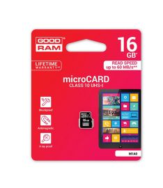 Atminties korta Goodram microSD 16Gb (class 10) be adapterio