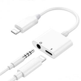 Baltas adapteris bluetooth ADP13 iš Lightning į Lightning + 3,5mm