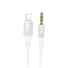 Baltas audio kabelis Borofone BL19 Lightning to 3,5mm