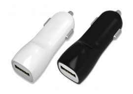 Baltas įkroviklis automobilinis Tellos su USB jungtimi (dual) (1A+2A)