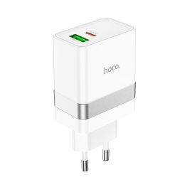 Baltas įkroviklis buitinis Hoco N21 USB-A / Type-C PD30W+QC3.0