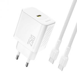 Baltas įkroviklis Dudao A27C GaN 25W USB-C + USB-C to USB-C cable 1.0m