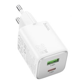 Baltas įkroviklis Hoco N41 20W GaN USB-A / USB-C