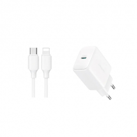 Baltas įkroviklis Joyroom JR-TCF20 USB-C PD20W + USB-C to Lightning cable 1.0m 