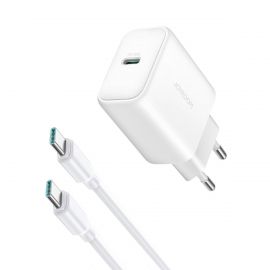Baltas įkroviklis Joyroom JR-TCF24 USB-C PD30W + USB-C to USB-C cable 1.0m