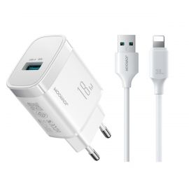 Baltas įkroviklis Joyroom JR-TF4 18W USB-A + USB-A to Lightning cable 1.0m