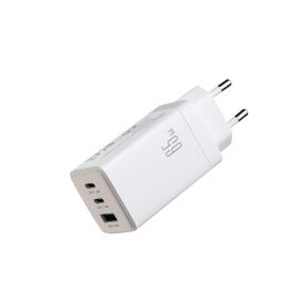 Baltas įkroviklis Joyroom JR-TG10 GaN 65W 2xUSB-C / USB-A + USB-C to USB-C 100W 1.2m cable