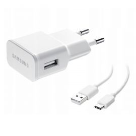 Baltas įkroviklis originalus Samsung EP-TA200NWE 15W + Type-C kabelis be pakuotės