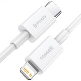 Baltas USB kabelis Baseus Superior iš Type-C į Lightning PD 20W 1.0m CATLYS-A02