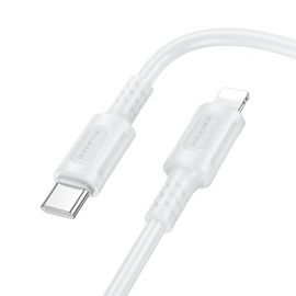 Baltas USB kabelis Borofone BX111 USB-C to Lightning 1.0m