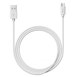Baltas USB kabelis Devia Kintone microUSB 1.0m 5V 2.1A