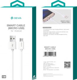 Baltas USB kabelis Devia Smart microUSB 2.0m