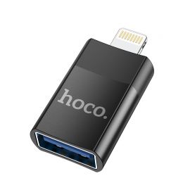 Juodas adapteris Hoco UA17 Lightning to USB-A