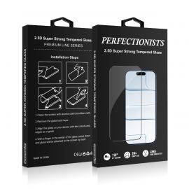 Juodas apsauginis ekrano stikliukas Apple iPhone 15 / 16 "Perfectionists 2.5D Super Strong"