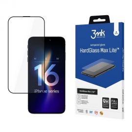 Juodas apsauginis stiklas Apple iPhone 16 Pro / 17 "3MK Hard Glass Max Lite"