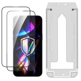 Juodas apsauginis stikliukas (2 vnt.) su aplikatoriumi 3mk Hardy Hardura 9H telefonui Apple iPhone 17 Pro Max