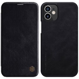 Juodas atverčiamas dėklas Apple Iphone 12 Mini "Nillkin Qin Leather Case"