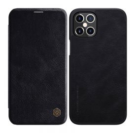 Juodas atverčiamas dėklas Apple Iphone 12 Pro Max "Nillkin Qin Leather Case"