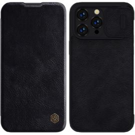 Juodas atverčiamas dėklas Apple Iphone 14 Pro "Nillkin Qin Book Leather"