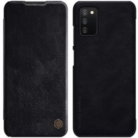 Juodas atverčiamas dėklas Samsung Galaxy A03s "Nillkin Qin Leather Case"