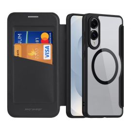 Juodas atverčiamas dėklas Samsung S937 S25 Edge "Dux Ducis Skin X Pro"