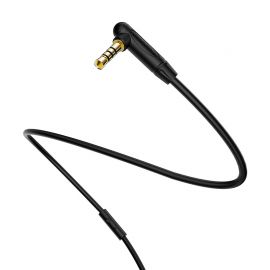 Juodas audio adapteris 3,5mm į 3,5mm Borofone BL5 AUX su mikrofonu