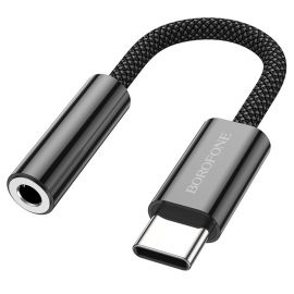 Juodas audio adapteris Borofone BV15 Type-C to 3.5mm