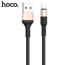 Juodas-auksinis USB kabelis Hoco X26 Lightning 1.0m