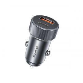 Juodas automobilinis įkroviklis Awei C-857 33W USB-C / USB-A