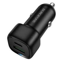 Juodas automobilinis įkroviklis Borofone BZ34B 38W USB-C / USB-A