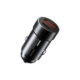 Juodas automobilinis įkroviklis Remax RCC361 15W USB-C / USB-A
