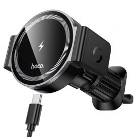 Juodas automobilinis laikiklis-įkroviklis Hoco HW35 MagSafe 15W (air vent)