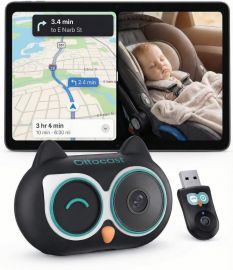 Juodas belaidis CarPlay adapteris su mobilios auklės funkcija Ottocast Cabin Care CA520-T
