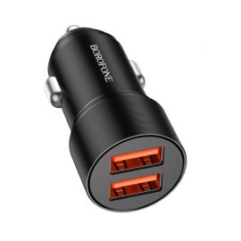Juodas įkroviklis automobilinis Borofone BZ19B 2xUSB-A QC3.0 36W