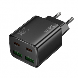 Juodas įkroviklis Hoco N56 2xUSB-C / 2xUSB-A PD30W