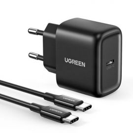 Juodas įkroviklis Ugreen CD250 USB-C 25W + USB-C cable 2.0m