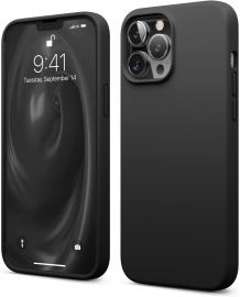 Juodas silikoninis dėklas Apple iPhone 13 Pro "Liquid Silicone" 1.5mm