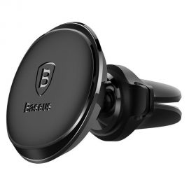 Juodas telefono laikiklis Baseus Magnetic Air Vent With Cable Clip SUGX020001