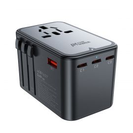Juodas universalus kelioninis įkroviklis Acefast Z1 75W GaN 2xUSB-A / 3xUSB-C