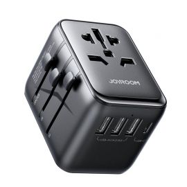 Juodas universalus kelioninis įkroviklis Joyroom JR-TCW01 15W 3xUSB-A / USB-C