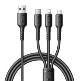 Juodas USB kabelis Joyroom S-A61 USB-A to USB-C / Lightning / MicroUSB 3.5A 1.2m